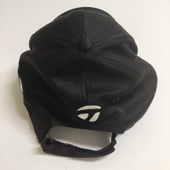 TaylorMade Golf Hat White Black M1 TP5 Hook Loop Strap Back Tour Cap Embroidery - Picture 7 of 11